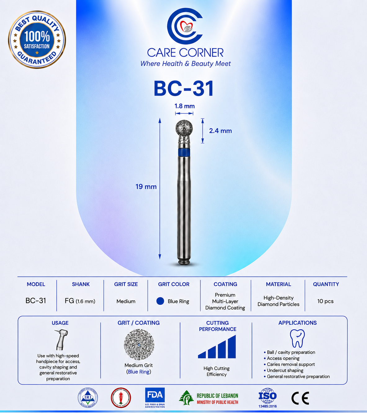 Care Corner Diamond Burs  BC-31