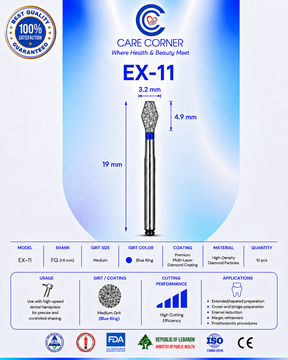 Care Corner Diamond Burs  EX-11